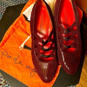 France Pas de Rouge heels shoes alligator textile 36 1/2 with duster